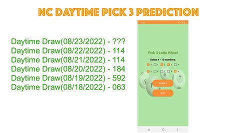 nc pick 3 daytime draw.